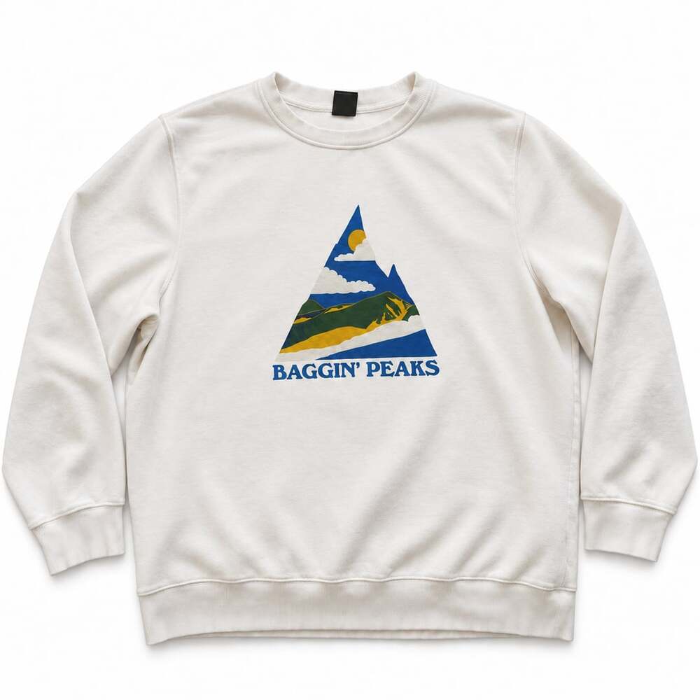 The North Face Baggin Peaks Graphic Crewneck Sweatshirt Cream XXL